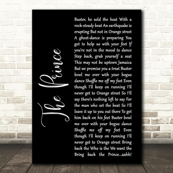 Madness The Prince Black Script Song Lyric Quote Print