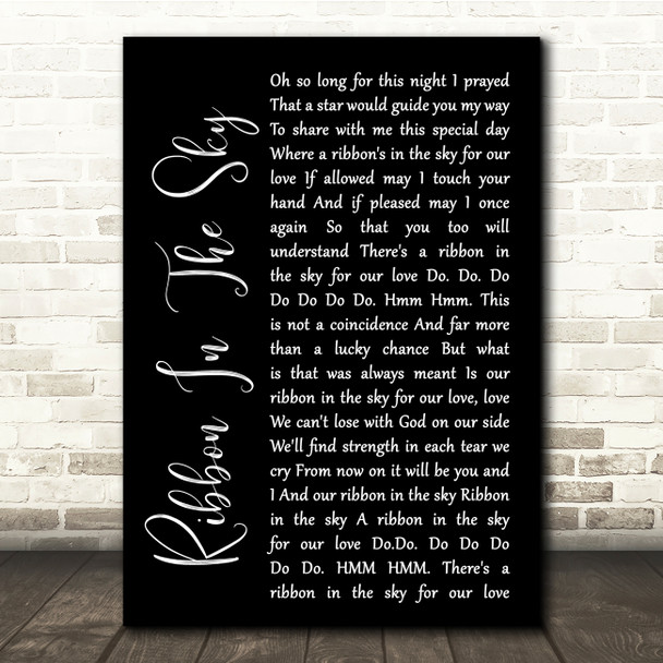 Stevie Wonder Ribbon In The Sky Black Script Song Lyric Quote Print
