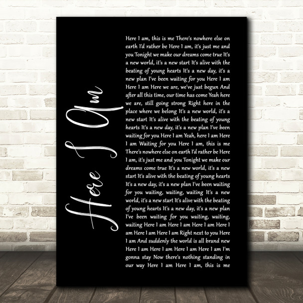 Bryan Adams Here I Am Black Script Song Lyric Quote Print