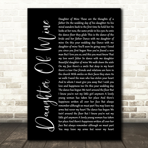 John McDermott Daughter Of Mine Black Script Song Lyric Quote Print