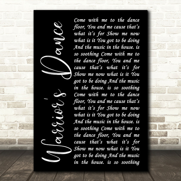 The Prodigy Warrior's Dance Black Script Song Lyric Quote Print