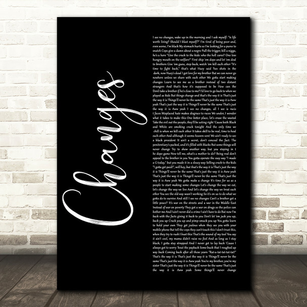 2Pac Changes Black Script Song Lyric Print