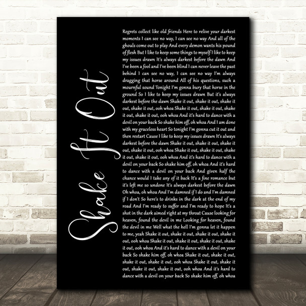 Florence + The Machine Shake It Out Black Script Song Lyric Print
