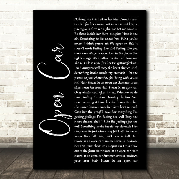 Porcupine Tree Open Car Black Script Song Lyric Print