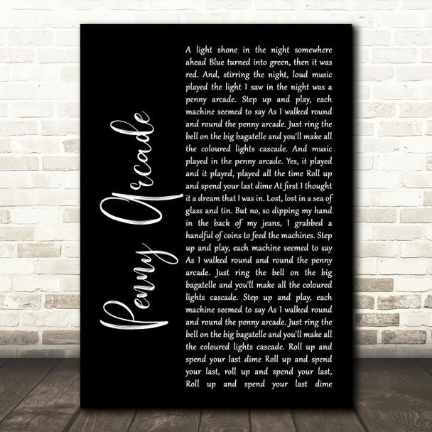 Roy Orbison Penny Arcade Black Script Song Lyric Print