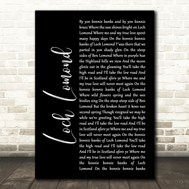Runrig Loch Lomond Black Script Song Lyric Print