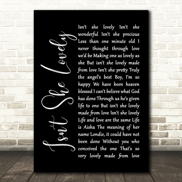 Stevie Wonder Isn't She Lovely Black Script Song Lyric Print