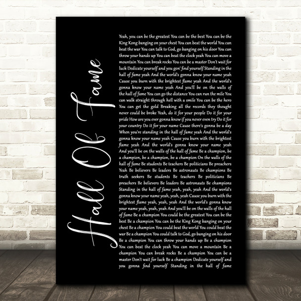 The Script Hall Of Fame Black Script Song Lyric Print
