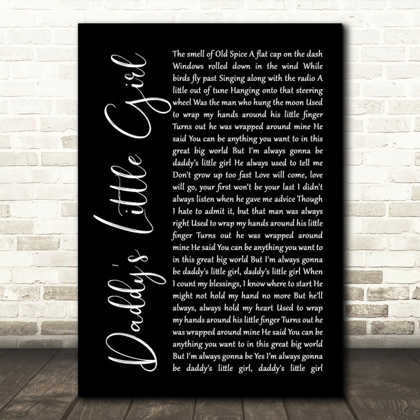 The Shires Daddy's Little Girl Black Script Song Lyric Print