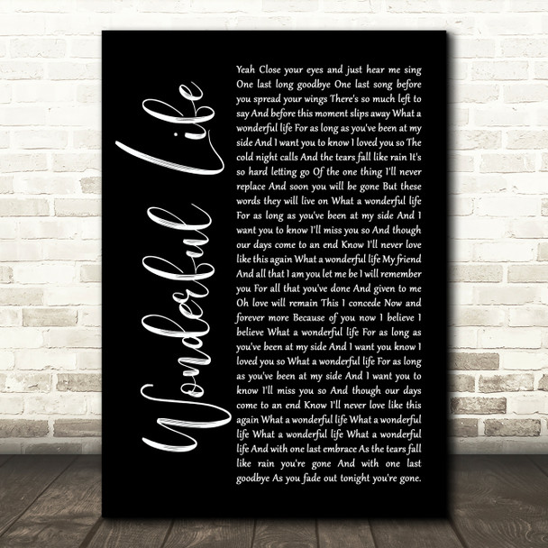 Alter Bridge Wonderful Life Black Script Song Lyric Print