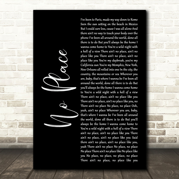 Backstreet Boys No Place Black Script Song Lyric Print