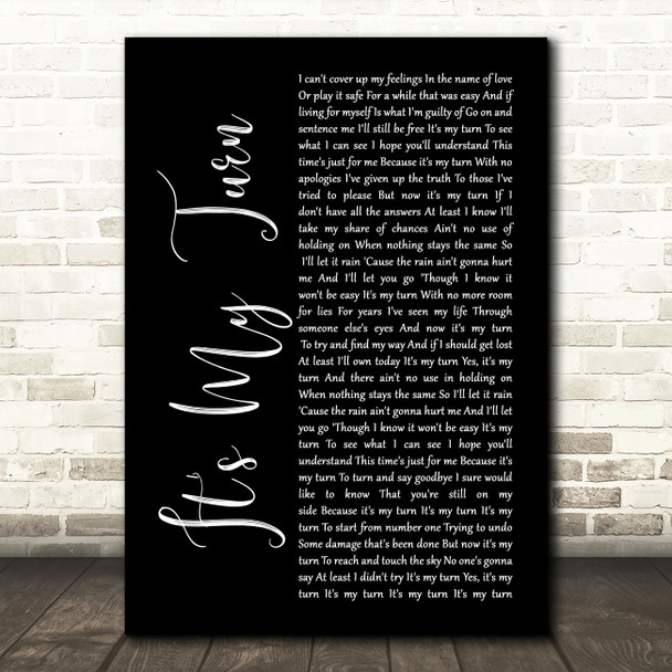 Diana Ross It's My Turn Black Script Song Lyric Print