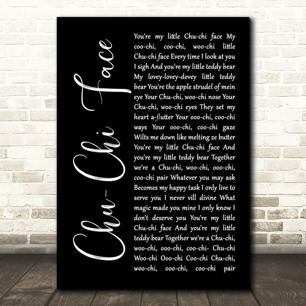 Gert Frobe & Anna Quayle Chu-Chi Face Black Script Song Lyric Print