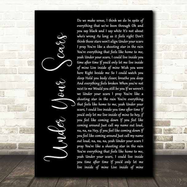 Godsmack Under Your Scars Black Script Song Lyric Print