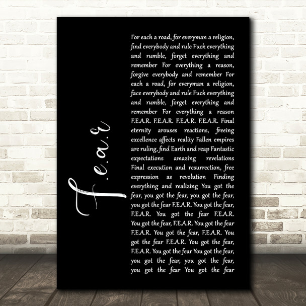 Ian Brown F.E.A.R Black Script Song Lyric Print