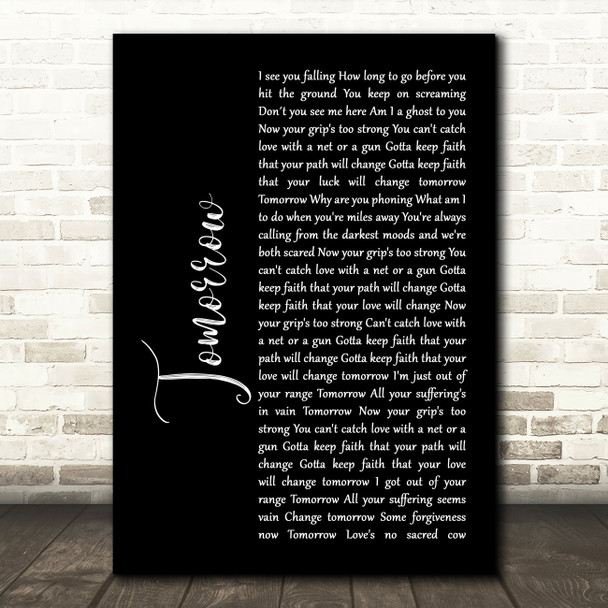 James Tomorrow Black Script Song Lyric Print