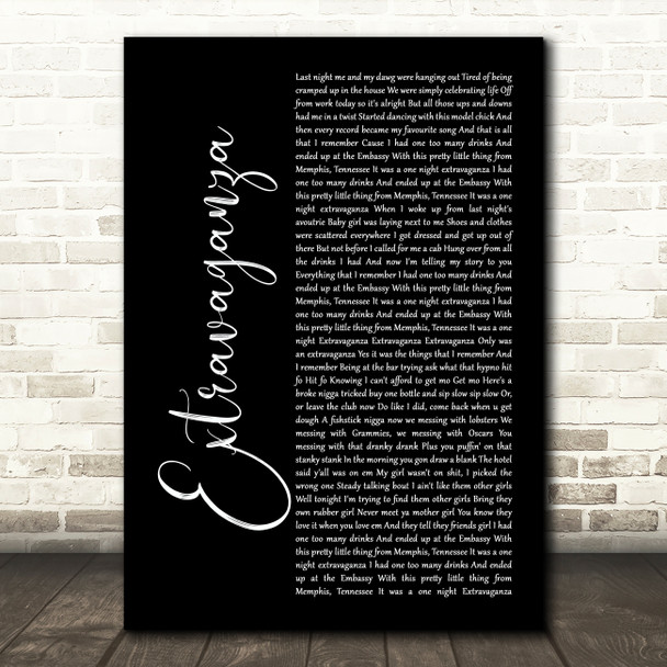 Jamie Foxx Extravaganza Black Script Song Lyric Print