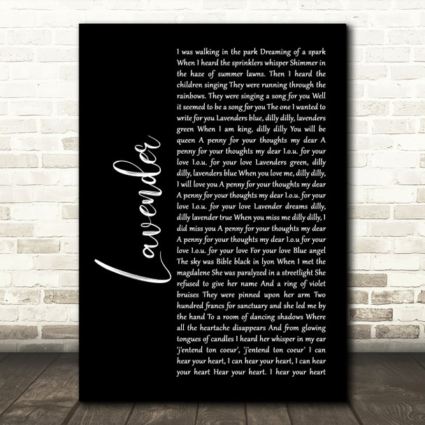 Marillion Lavender Black Script Song Lyric Print