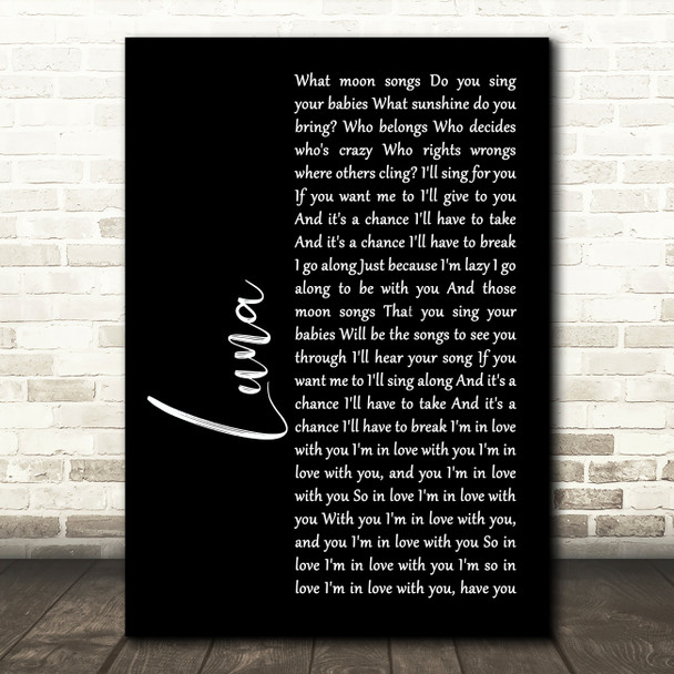 The Smashing Pumpkins Luna Black Script Song Lyric Print