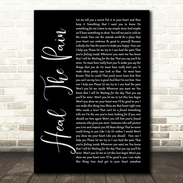 George Michael Heal The Pain Black Script Song Lyric Quote Print
