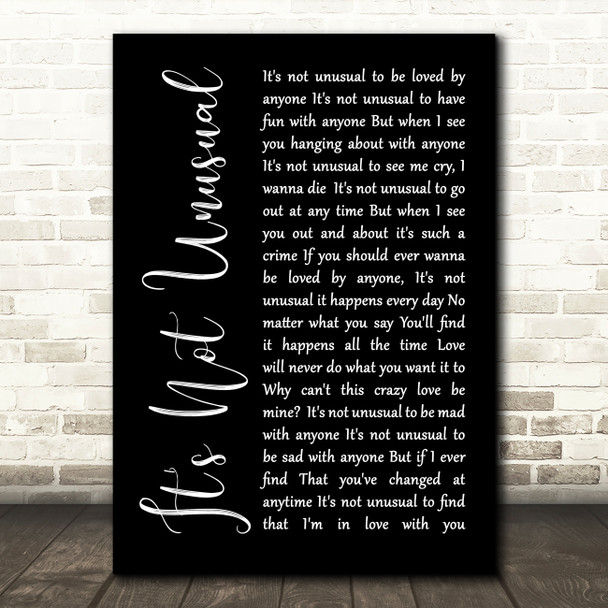Tom Jones It's Not Unusual Black Script Song Lyric Quote Print