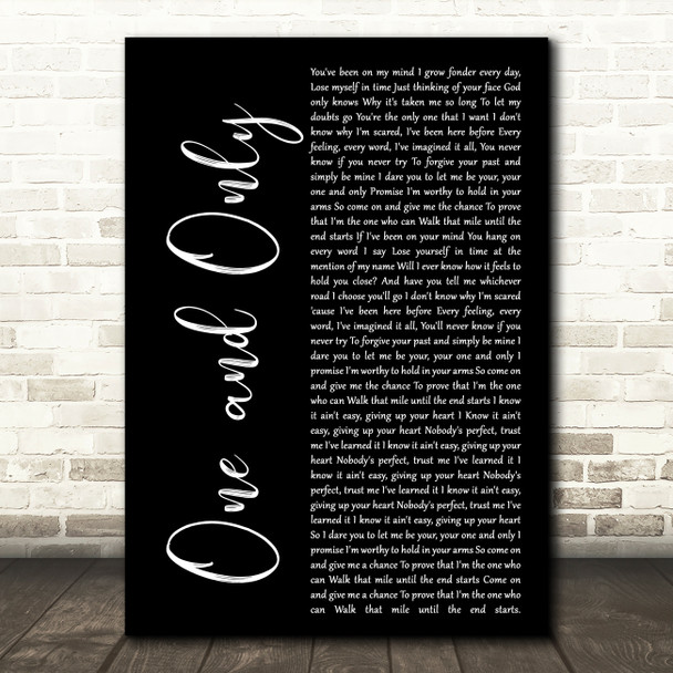 Adele One And Only Black Script Song Lyric Quote Print