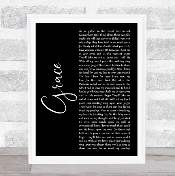 Charlie and the bhoys Grace Black Script Song Lyric Print