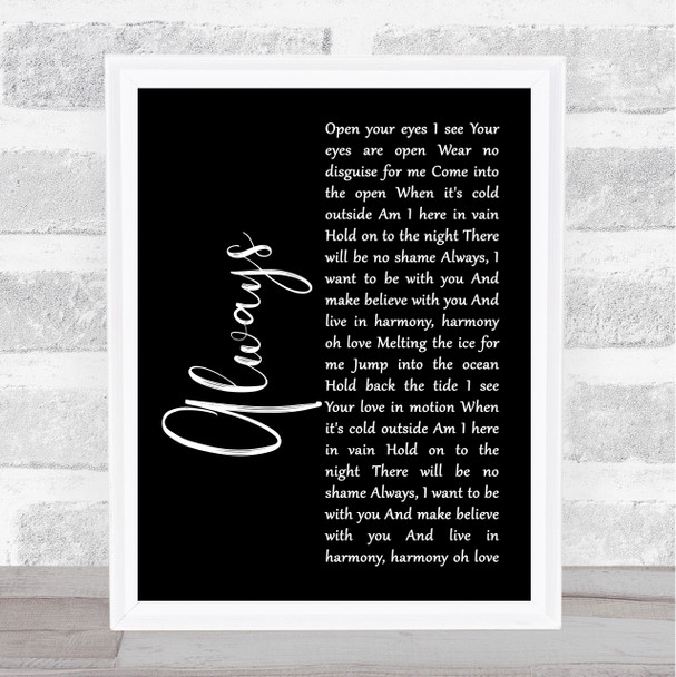 Erasure Always Black Script Song Lyric Print