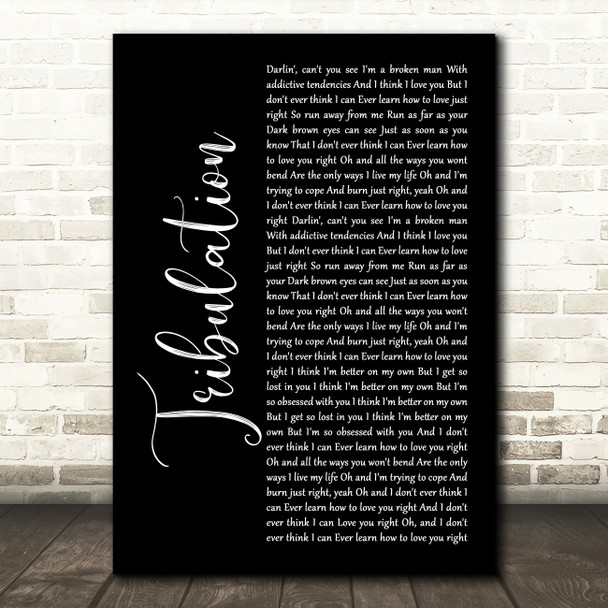 Matt Maeson Tribulation Black Script Song Lyric Print