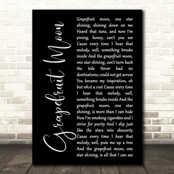 Tom Waits Grapefruit Moon Black Script Song Lyric Print