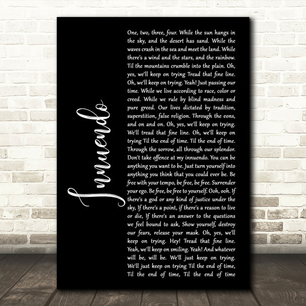 Queen Innuendo Black Script Song Lyric Music Art Print