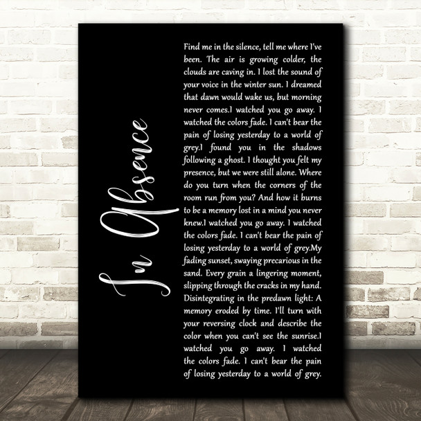 Silent Planet In Absence Black Script Song Lyric Music Art Print