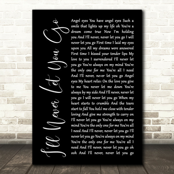 Steelheart I'll Never Let You Go Black Script Song Lyric Music Art Print