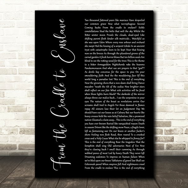Cradle of Filth From the Cradle to Enslave Black Script Song Lyric Music Art Print