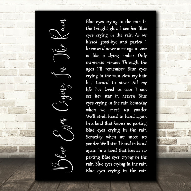 Ali Campbell Blue Eyes Crying In The Rain Black Script Song Lyric Music Art Print