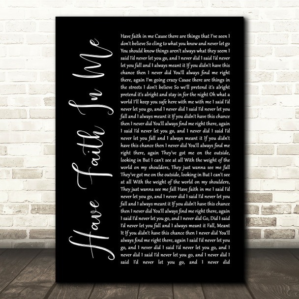 A Day To Remember Have Faith In Me Black Script Song Lyric Quote Music Print