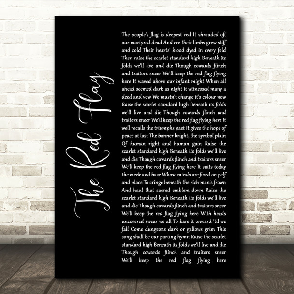 Billy Bragg The Red Flag Black Script Song Lyric Quote Music Print