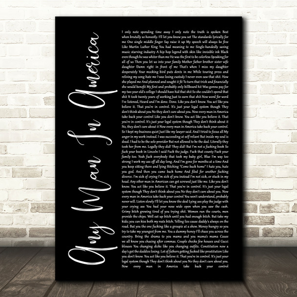 Blue October Any Man In America Black Script Song Lyric Quote Music Print