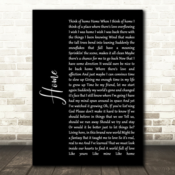 Diana Ross Home Black Script Song Lyric Quote Music Print