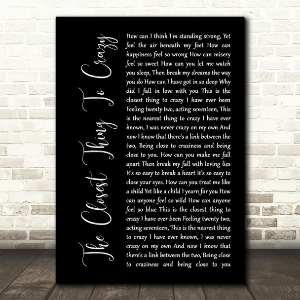 Katie Melua The Closest Thing To Crazy Black Script Song Lyric Quote Music Print