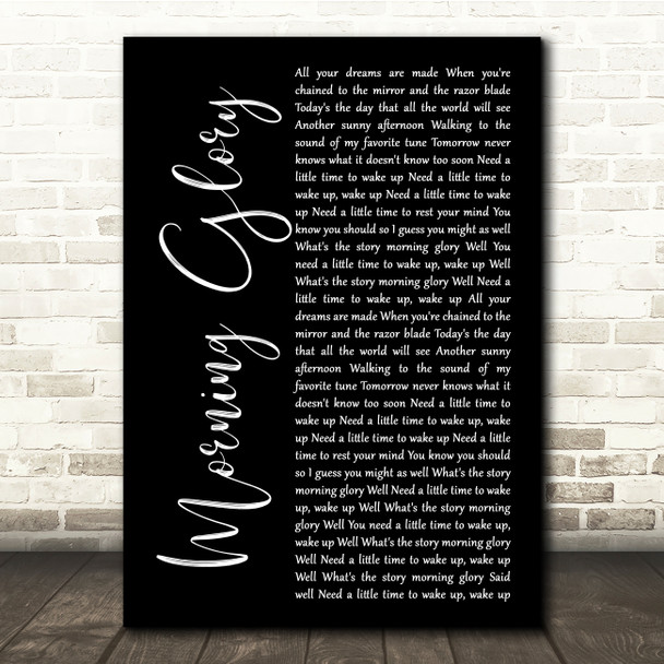 Oasis Morning Glory Black Script Song Lyric Quote Music Print