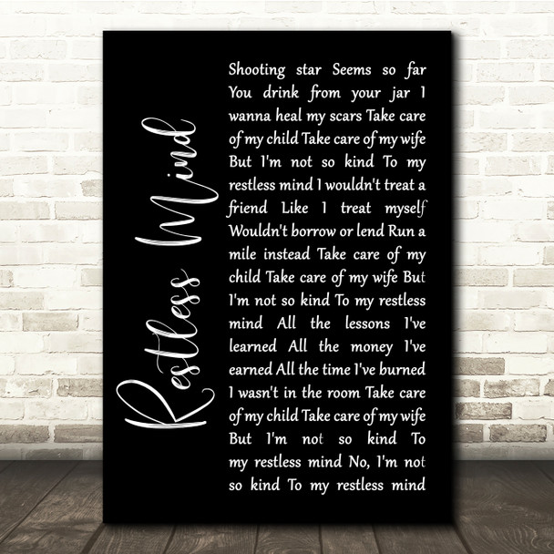 Stereophonics Restless Mind Black Script Song Lyric Quote Music Print