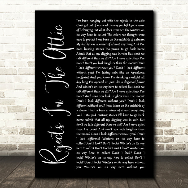 The Avett Brothers Rejects In The Attic Black Script Song Lyric Quote Music Print