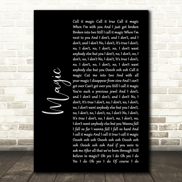 Coldplay Magic Black Script Song Lyric Quote Print