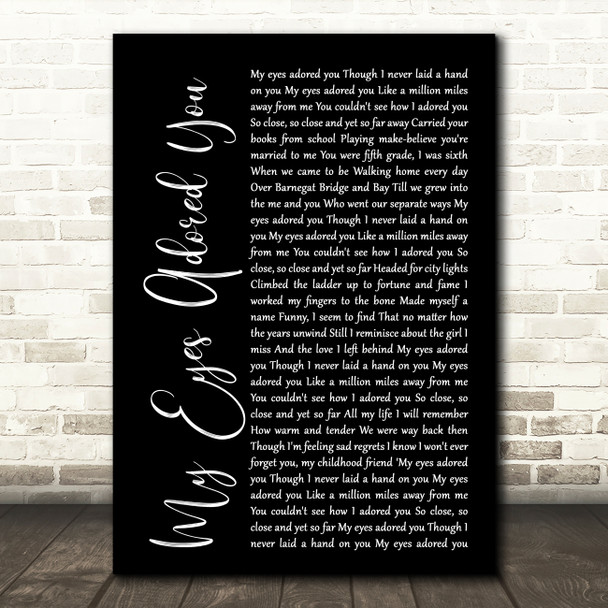 Frankie Valli My Eyes Adored You Black Script Song Lyric Quote Print