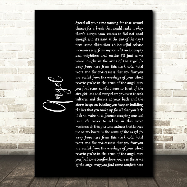 Sarah McLachlan Angel Black Script Song Lyric Quote Print