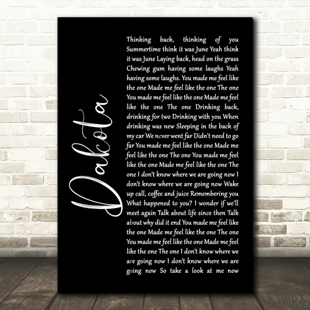 Stereophonics Dakota Black Script Song Lyric Quote Print