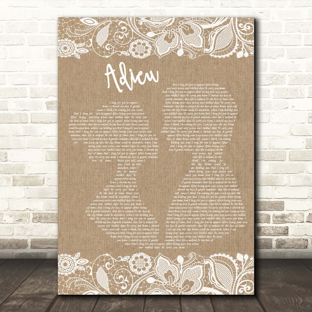 Enter Shikari Adieu Burlap & Lace Song Lyric Print