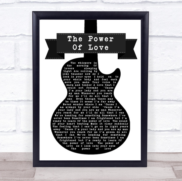 Celine Dion The Power Of Love Black & White Guitar Song Lyric Quote Print