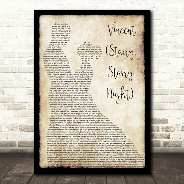 Don McLean Vincent (Starry, Starry Night) Man Lady Dancing Song Lyric Print